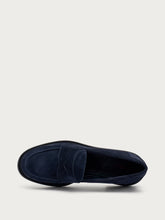 Suede loafers with saddle detail - Blue | FRAU