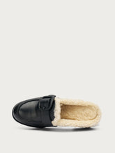 Leather mules with shearling lining - BLACKfur | FRAU