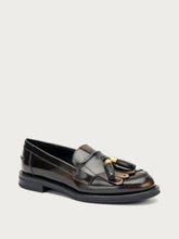 Brushed leather loafers with tassels - Taupe | FRAU