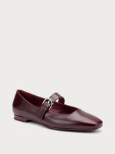 Leather ballet flats with a semi-square toe - Bordeaux | FRAU