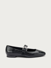 Leather ballet flats with a semi-square toe - Black | FRAU