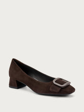 Suede pumps with tonal buckle - Cocoa | FRAU