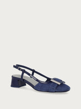Slingback aus Lackleder und Veloursleder - Marineblau | FRAU