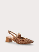 Slingback con tacco in pelle laserata - Cuoio | FRAU