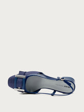 Slingback aus Lackleder und Bast - Marineblau | FRAU