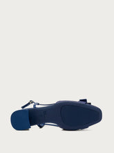 Slingback aus Lackleder und Bast - Marineblau | FRAU