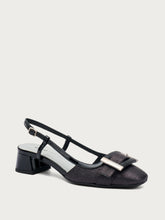 Slingback aus Lackleder und Bast - Schwarz | FRAU