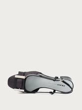 Slingback aus Lackleder und Bast - Schwarz | FRAU
