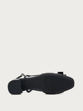 Slingback aus Lackleder und Bast - Schwarz | FRAU