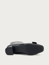 Creased-effect leather ankle boots with heels - Black | FRAU