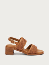Raffia sandals with block heel - Caramel | FRAU