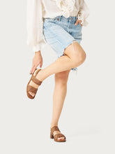 Raffia sandals with block heel - Caramel | FRAU