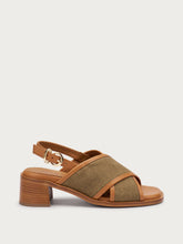 Canvas crossover-strap sandals with block heel - PLANETleather | FRAU