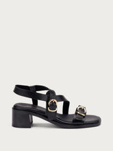 Multi-Strap-Sandalen aus Leder mit Blockabsatz - Schwarz | FRAU