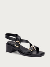 Multi-Strap-Sandalen aus Leder mit Blockabsatz - Schwarz | FRAU