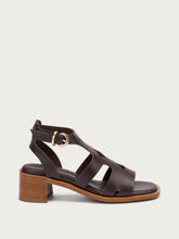 Römer-Sandalen aus Leder mit Blockabsatz - Dunkelbraun | FRAU