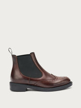 Leather Chelsea boots with wing-tip design - Coffee | FRAU