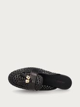 Sabot in pelle intrecciata con nappine - Nero | FRAU