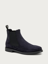 Finished suede Chelsea boots with wing-tip design - Blue | FRAU