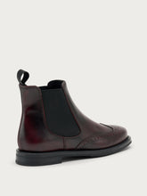 Finished leather Chelsea boots with wing-tip design - Bordeaux | FRAU