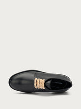 Leather lace-ups with chenille laces - Black | FRAU