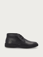 Men's casual black leather lace-up ankle boots - Black | FRAU