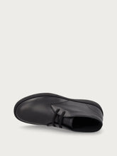 Men's casual black leather lace-up ankle boots - Black | FRAU