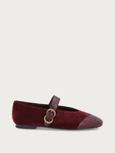Ballerinas mit Riemchen aus Veloursleder in Bordeaux - Weinrot/Rubin | FRAU