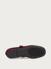 Ballerinas mit Riemchen aus Veloursleder in Bordeaux - Weinrot/Rubin | FRAU