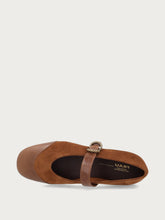 Light brown suede ballet flats with strap - Whisky/Snuff | FRAU