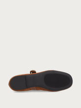 Light brown suede ballet flats with strap - Whisky/Snuff | FRAU