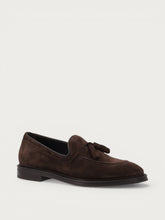 Men's dark brown suede loafers with tassels - Pepper | FRAU