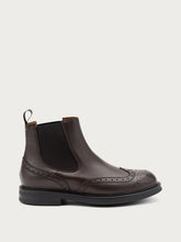 Men's dark brown leather Beatle boots with wing-tip design - Dark Brown | FRAU