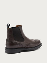 Men's dark brown leather Beatle boots with wing-tip design - Dark Brown | FRAU