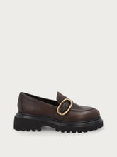 Mocassini donna in pelle a grana naturale marrone con suola chunky - Brown | FRAU