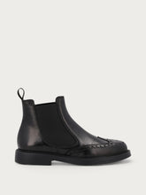 Women's black leather Beatle boots with wing-tip detail - Black | FRAU
