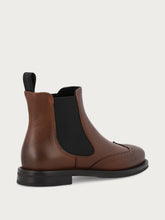 Women's tan leather Beatle boots with wing-tip design - Leather | FRAU