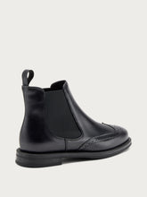 Women's black leather Beatle boots with wing-tip design - Black | FRAU