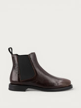 Women's minimal brown polished leather Beatle boots - Chocolate | FRAU