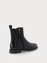 Women's black polished leather ankle boots with zip - Black | FRAU