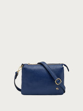 Small leather bag with fabric strap - Blue | FRAU