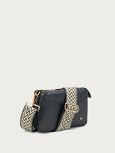 Small leather bag with fabric strap - Black | FRAU