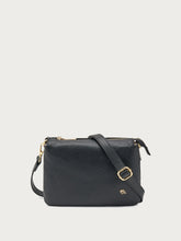 Small leather bag with fabric strap - Black | FRAU