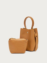 Leather mini bucket bag - Caramel | FRAU