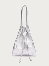 Laminated leather bucket bag - Silver | FRAU