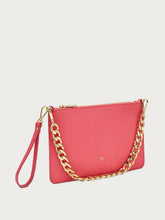 Clutch aus Leder mit Kette - Fuchsia | FRAU