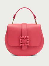 Rigid leather bag with accessory - Fuchsia | FRAU