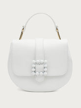 Starre Tasche aus Leder mit Accessoire - Weiß | FRAU