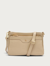 Multi-task leather bag with animal-print strap - Sand | FRAU