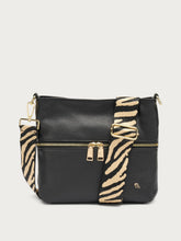 Leather bag with animal-print strap - Black | FRAU